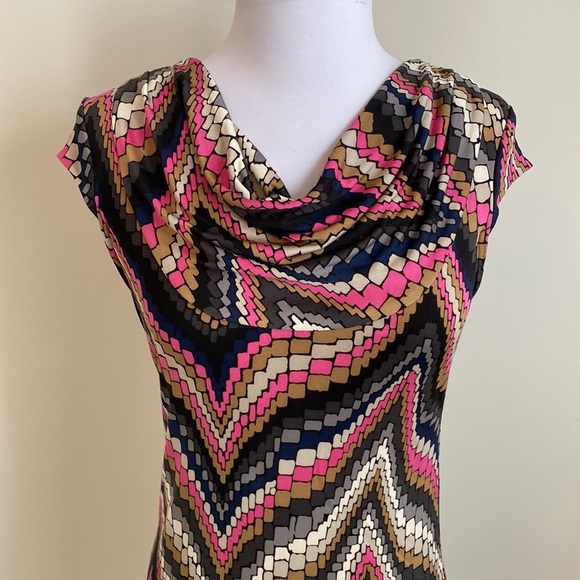Trina Turk Multicolored Silk Blend Draped Neck Dress - Picture 4 of 7